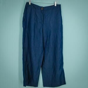 Ann Taylor Size 6 Blue Chambray Wide Leg Crop Cropped High Rise Pants NEW